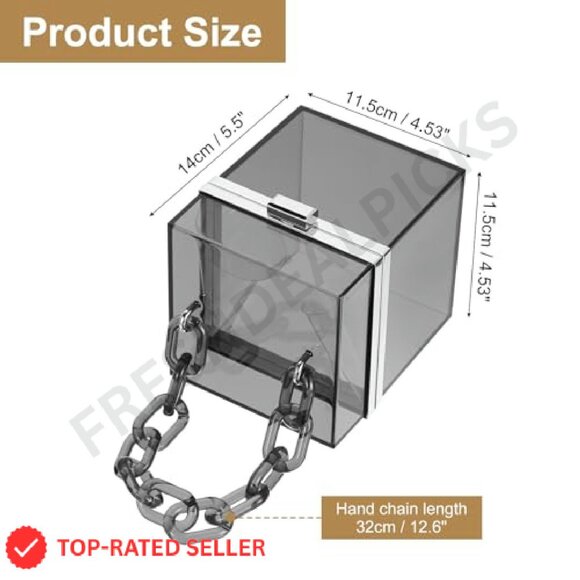 Acrylic Clear Clutch Purse Square Evening Handbag Y2K Chic Party Wear - Picture 4 of 7